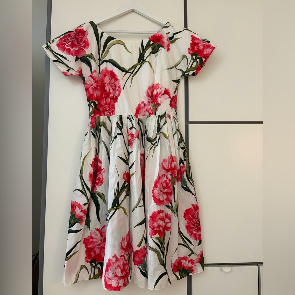 Dolce & Gabbana White Dress with Pink Floral Print